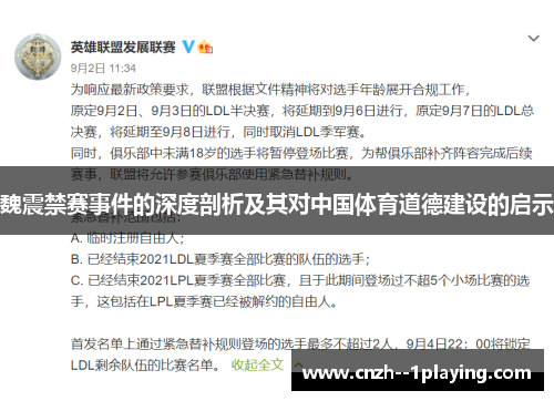 魏震禁赛事件的深度剖析及其对中国体育道德建设的启示
